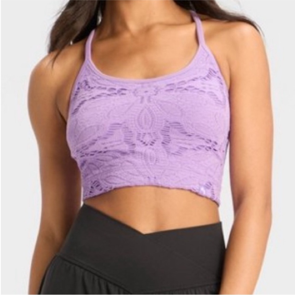 Joy Lab Purple Lace Cropped Workout Tank